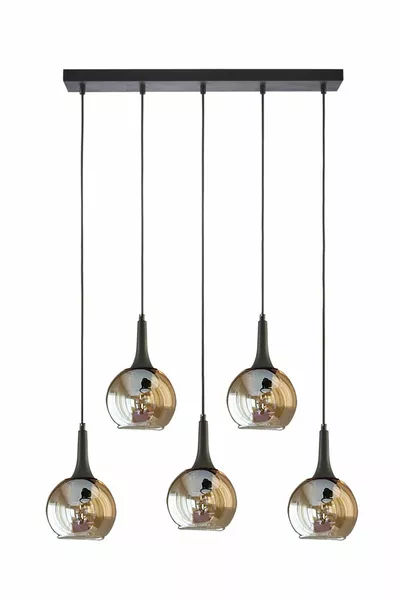 Fred Современная Декоративная Люстра для Столовой с Черным Стеклом, 5 ламп