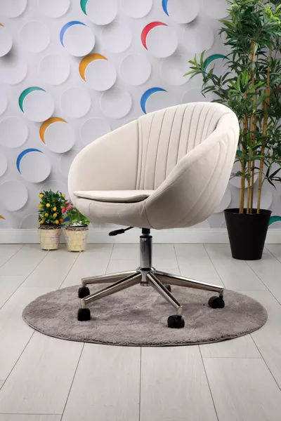 Sedia da Lavoro Oyster con Gambe Cromate (Tessuto Crema)