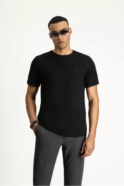 Bisiklet Yaka Slim Fit Dar Kesim Süprem Pamuklu Tişört