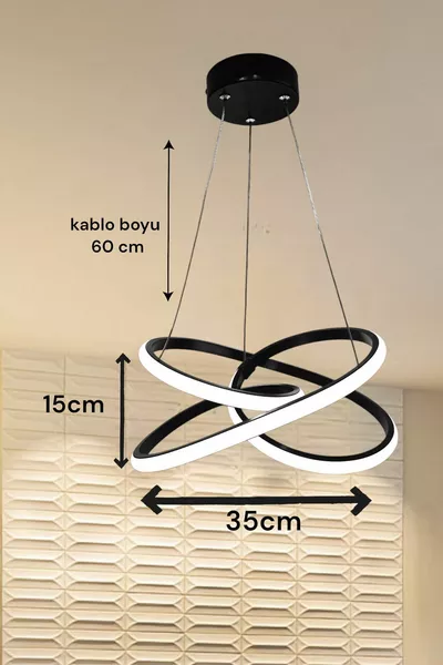 ثريا LED عصرية بثلاث ألوان مع جهاز تحكم عن بعد، هيكل أسود، للصالون، الغرفة، المطبخ، المدخل، أسطورية