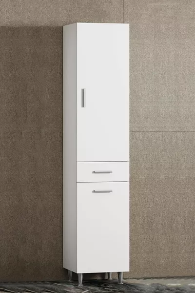 Cm Height Cabinet MDF White with Basket