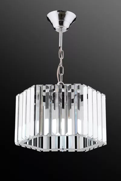 Plafonnier en argent avec cristaux hexagonaux pour salon, hall, cuisine, entrée ou chambre