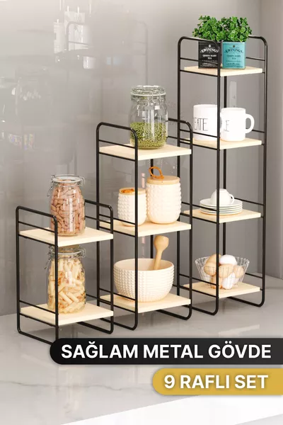 Set di 3 Mensole da Muro in Legno Naturale, Decorazione per Camera da Letto, Soggiorno e Studio