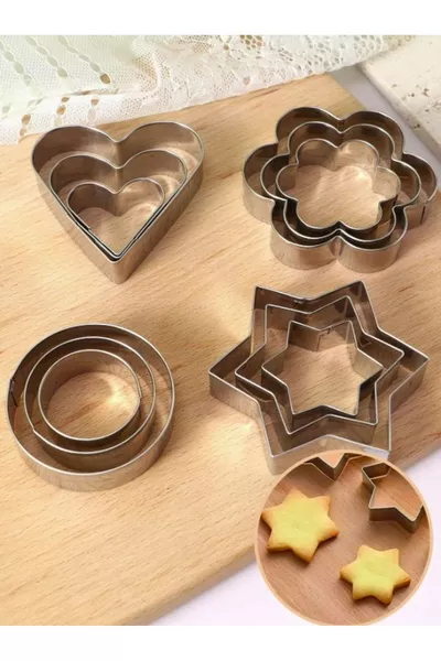-piece stainless steel cookie, biscuit, and cake cutter set