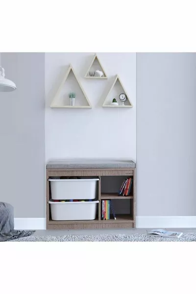 Bie Scaffale in Plastica con 2 Cassetti e Cuscini in Legno