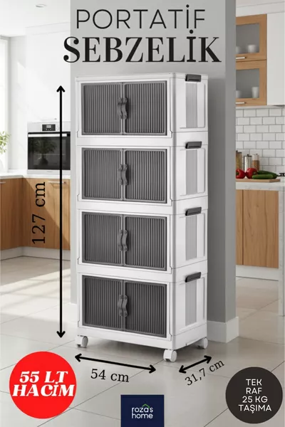 4-етажно многофункционално сгъваема преносима кола с колела за баня, кухня, балкон и шкаф за зеленчуци