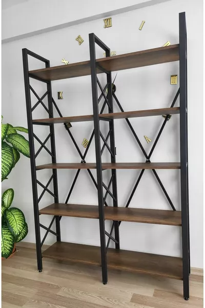 Декоративен дървен библиотечен шкаф  см 