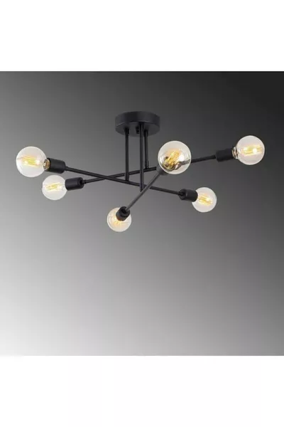 Plafonnier Moderne Spider Croisé Sport Noir pour Salon - Cuisine - Chambre, Lustre 6 Lampes (SANS AMPOULE)