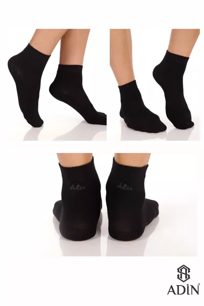 Unisex Bamboo Short Half-Calf Socks Plain Black Seamless Premium Pack of 