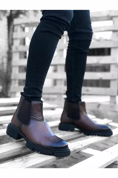  Chelsi Skin Tan Laceless Bottes postales de sport pour hommes