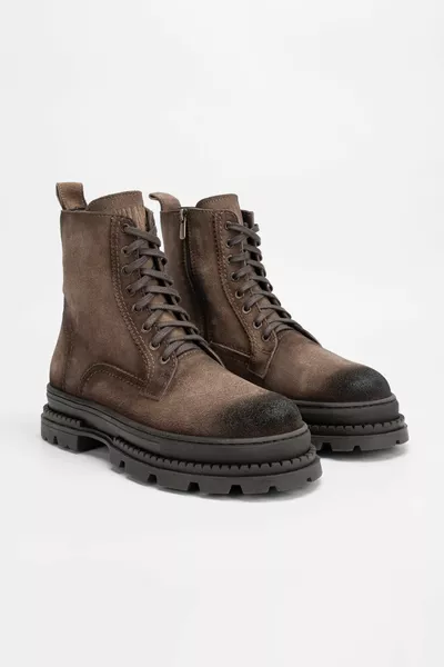 الرجال القرفة من جلد الغزال أحذية جلدية عادية