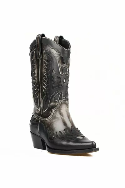 Черно-белые женские ковбойские сапоги (Ice)