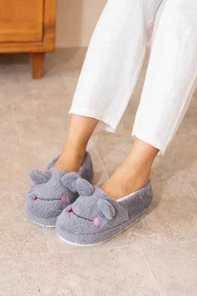 ضفدع مطرز الشتاء لينة محكم الريش داخل عدم الانزلاق النعال البيت النعال أحذية المنزل