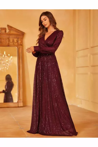 الترتر الخامس الرقبة كم طويل ماكسي مساء اللباس