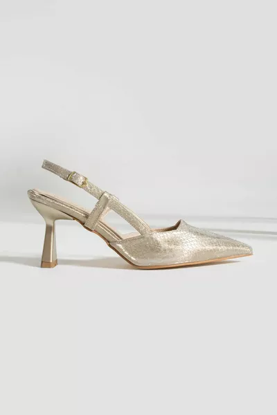 WOMEN'S PLATINUM GOLD IMPORTED UPPER EVENING SHOES 