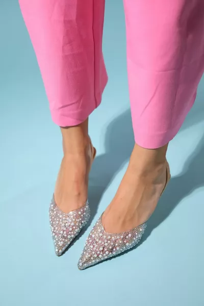 PERUN бежевый жемчуг прозрачные женские вечерние платья на тонком каблуке