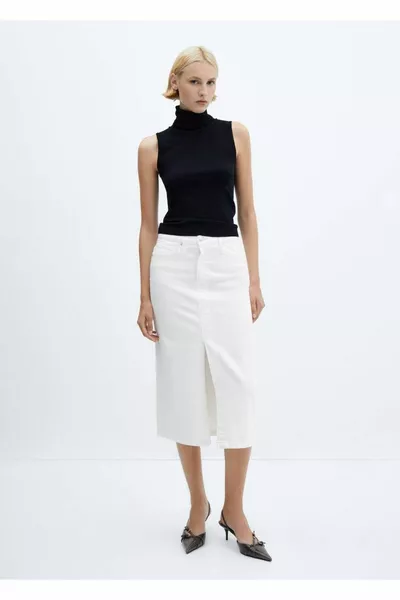 تنورة دنيم متوسطة الطول