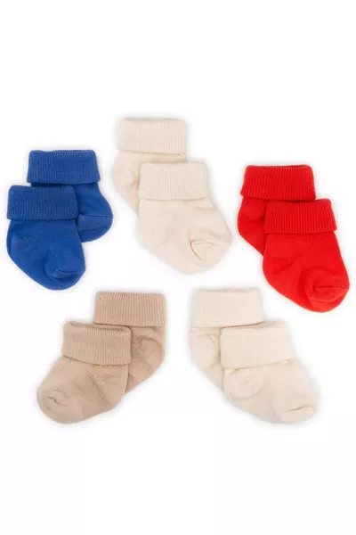 Lot de 5 Chaussettes Nouveau-né en Bambou I Marin I Chaussettes pour Bébé Fille et Garçon