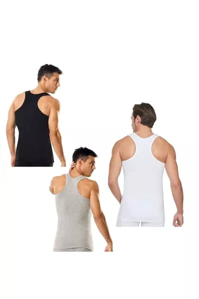 Men's 3-Pack Cotton Ribbed Sports Tank Top Abani Classic