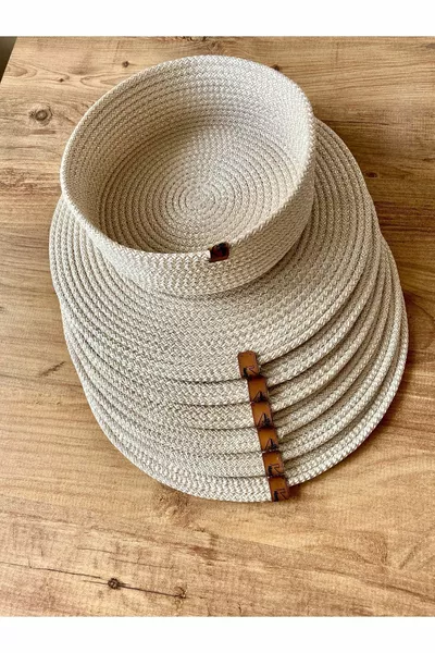 Set di 7 pezzi americano crema per tovagliolo e cestino per il pane Serie Ms Home