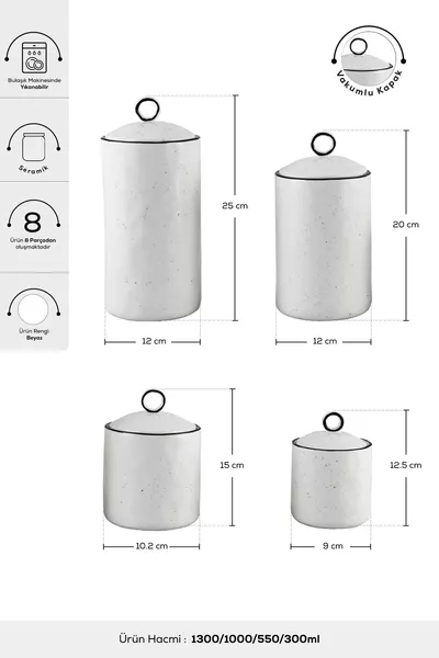 Lina 4'lü Vakumlu Kapaklı Baharatlık/baharat Takımı
