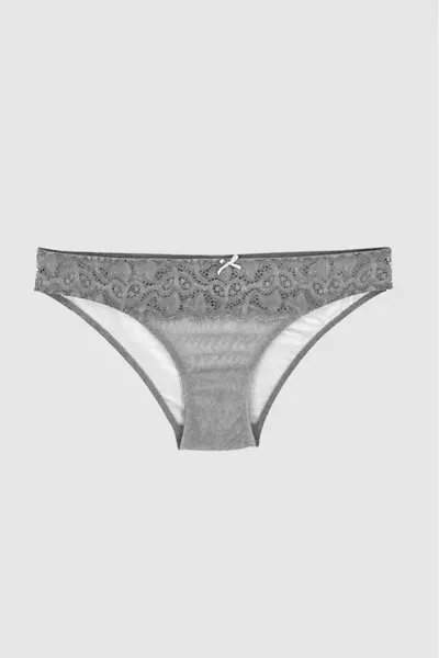 سروال داخلي نسائي رمادي  بتفصيل دانتيل