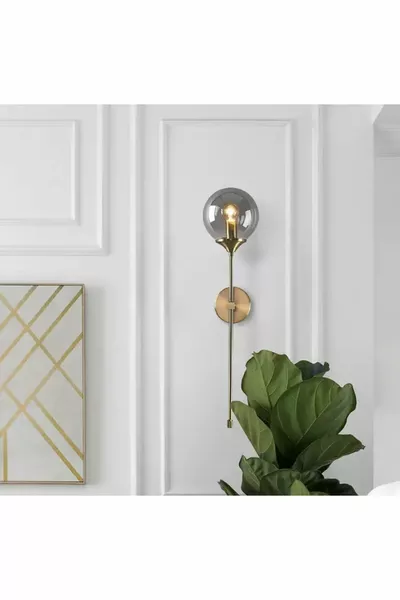 Moderne ontwerp batterijaansluiting wandlamp 1 stuk Plug & Play met glazen wandlamp, antieke gouden honingkleurige glazen lamp