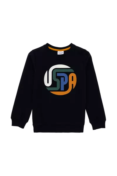 Sweat-shirt garçon col rond bleu marine 