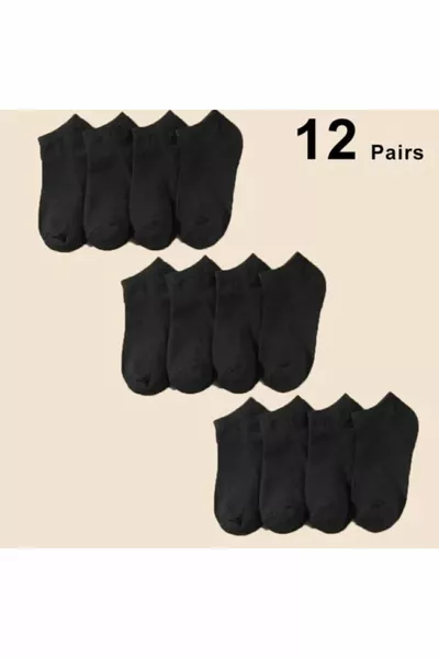  Çift Siyah Patik Çorap – Unisex | Pamuklu | Terletmez | Spor & Günlük Kullanıma Uygun