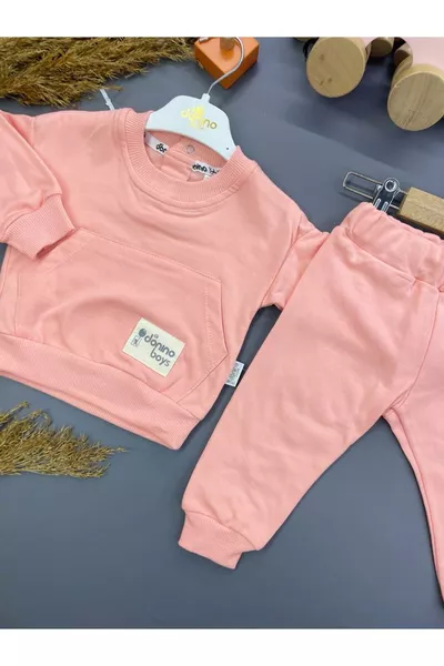 Mädchenbaby-Set aus dünner, farbiger Bouclé-Wolle, 2-teilig