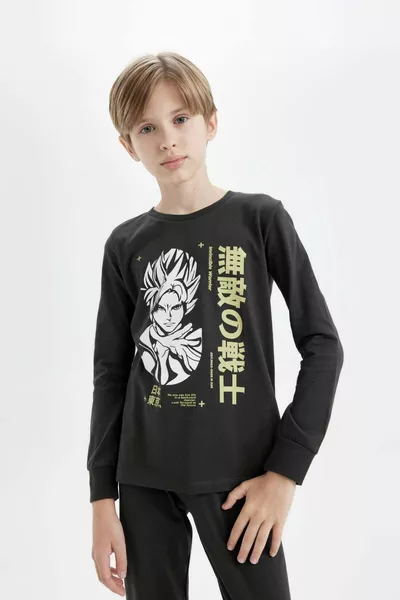 Boys' Pajama Set Printed Long Sleeve Top Long Bottom WN