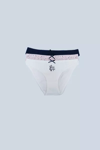 طقم 3 سراويل داخلية أبيض وردي أسود