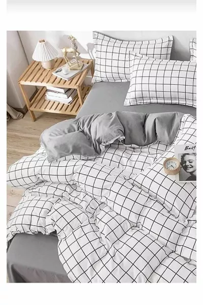 طقم غطاء سرير مفرد مربعات