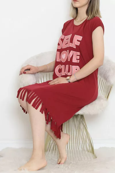 فستان يومي قطني من الفيسكوز مزخرف ومزود بشرابات