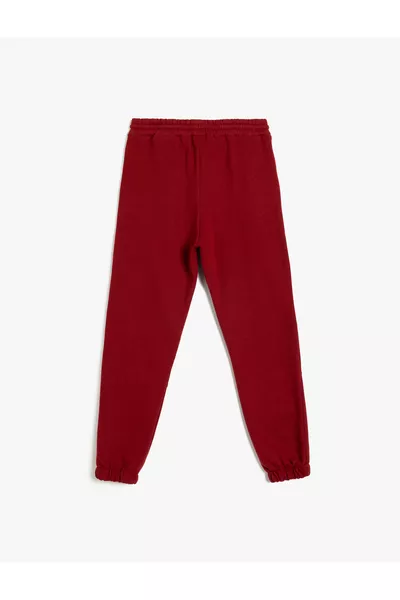 Cotton Fleece Jogger Sweatpants with Waist Tie and Pocket Details