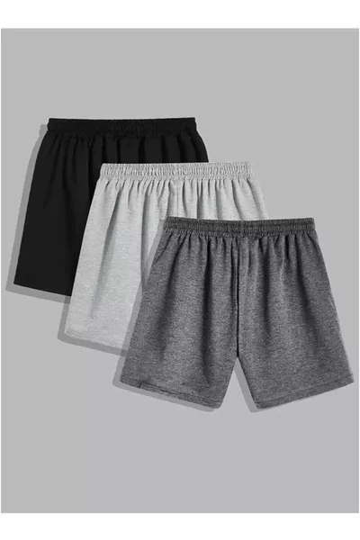 Shorts unisex 3 pièces noir gris anthracite