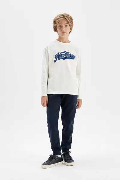 Boys' Navy Jogger School Sweatpants with Elastic Waist and Ankles, Pockets au