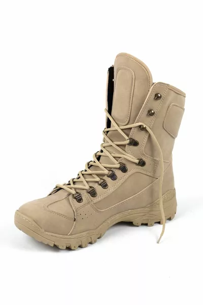 Stringato in pelle crema Stivali postali militari