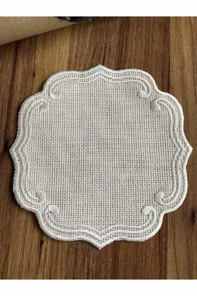 6 pièces bouclés modèle écru brodé café côté cocktail serviette de table