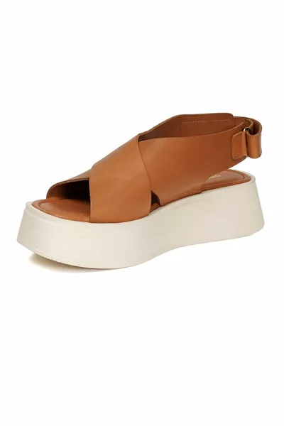 Sandali da donna in vera pelle marrone chiaro 