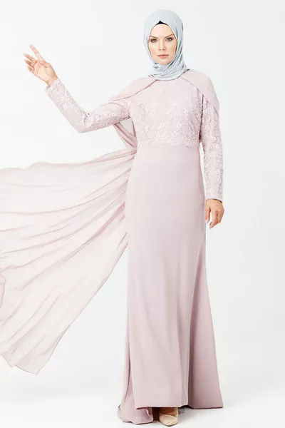 Powder embroidered fish evening dresses 