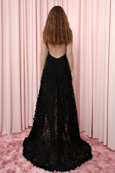 Abito da sera scollato corto anteriore lungo posteriore