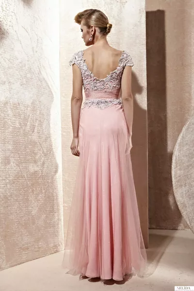 Women's Pink Mare Collection Guipure Lace Design Evening Dress