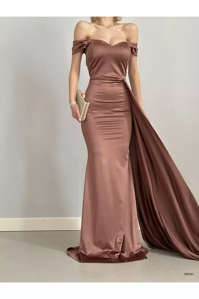 Ramimse Damen Madonna Kragen Tail Detail Maxi Jungen Kleid