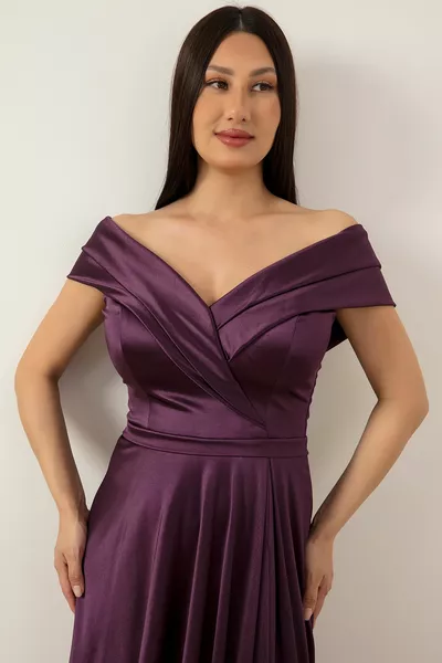 Schulterfreies Sathren Abendkleid 