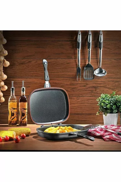 Diva Double Detachable Pan Grey Pan Square Double Sided Pan 2 Piece Black Double