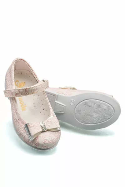 Baby Schleife Stone Detail Selbstgemusterte Ballerinas Rosa