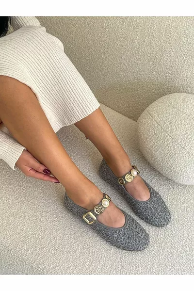 Römische goldene Brosche Detaillierte lässige Ballerinas für Damen