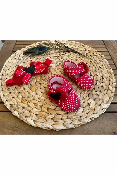 Mickey Mouse Red Polka Dot Bandana Baby Girl Booties