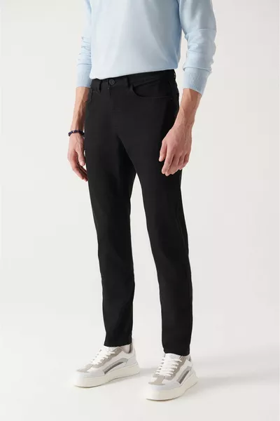 Jeans da uomo in lycra nero con lavaggio semplice 